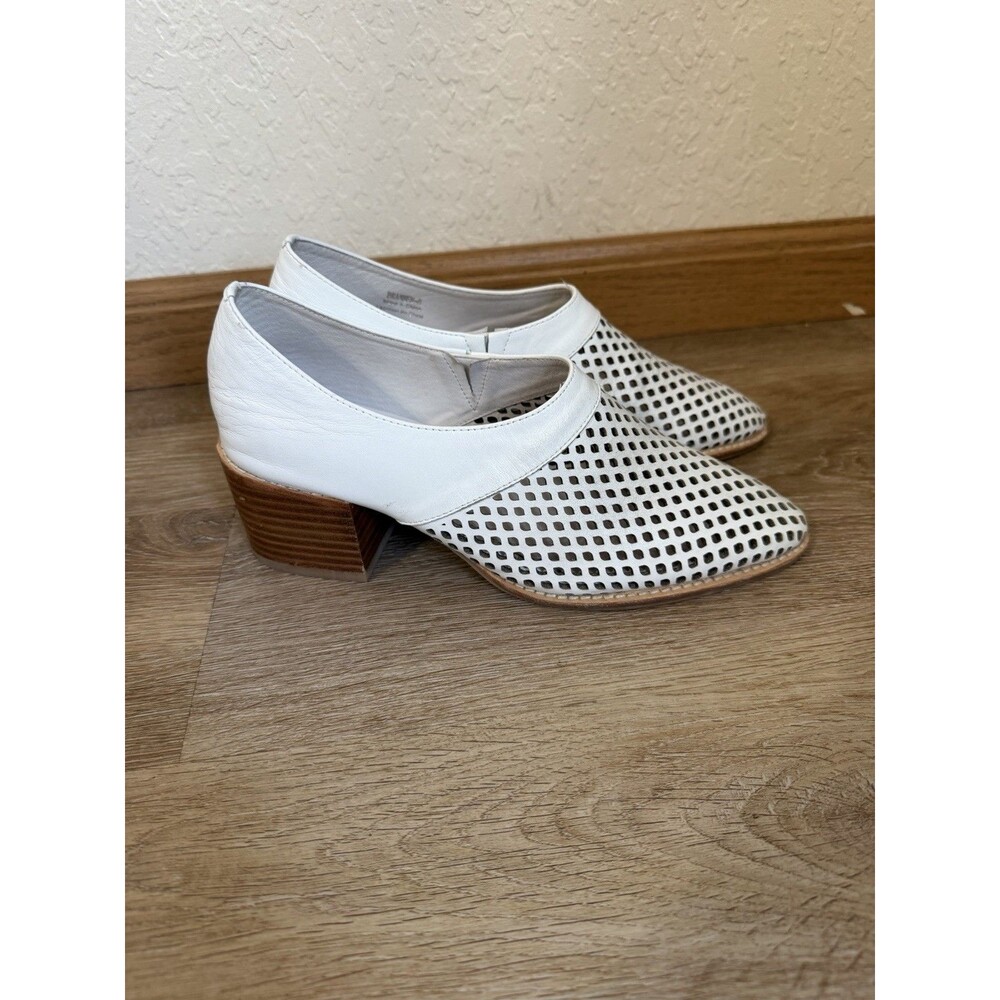 Jeffery Campbell Branwen Perforated Off White Leather Heeled Booties Size 8